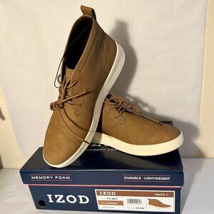 Izod Men’s Palmer Chukka Ankle Boot Size 11 Brown Memory Foam Lace Up Casual NEW